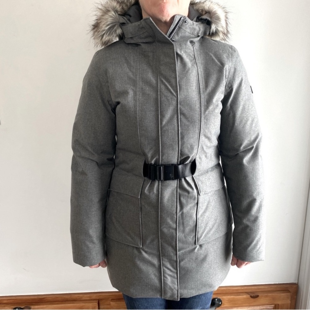 The North Face Women's Gray Ski Jacket with Faux Fur Hood